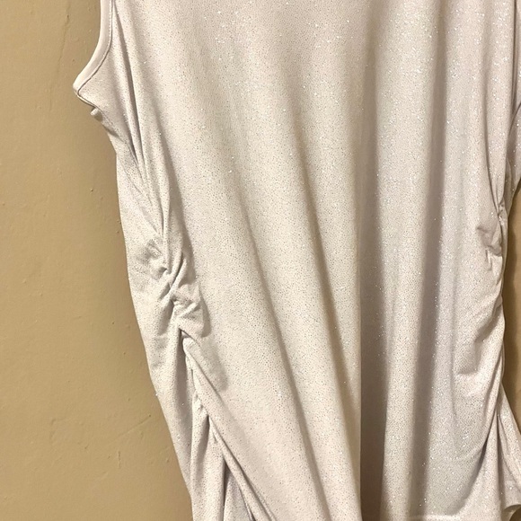 🍭 3/$30 white silver glitter glam tank top with ruched sides - Picture 10 of 15